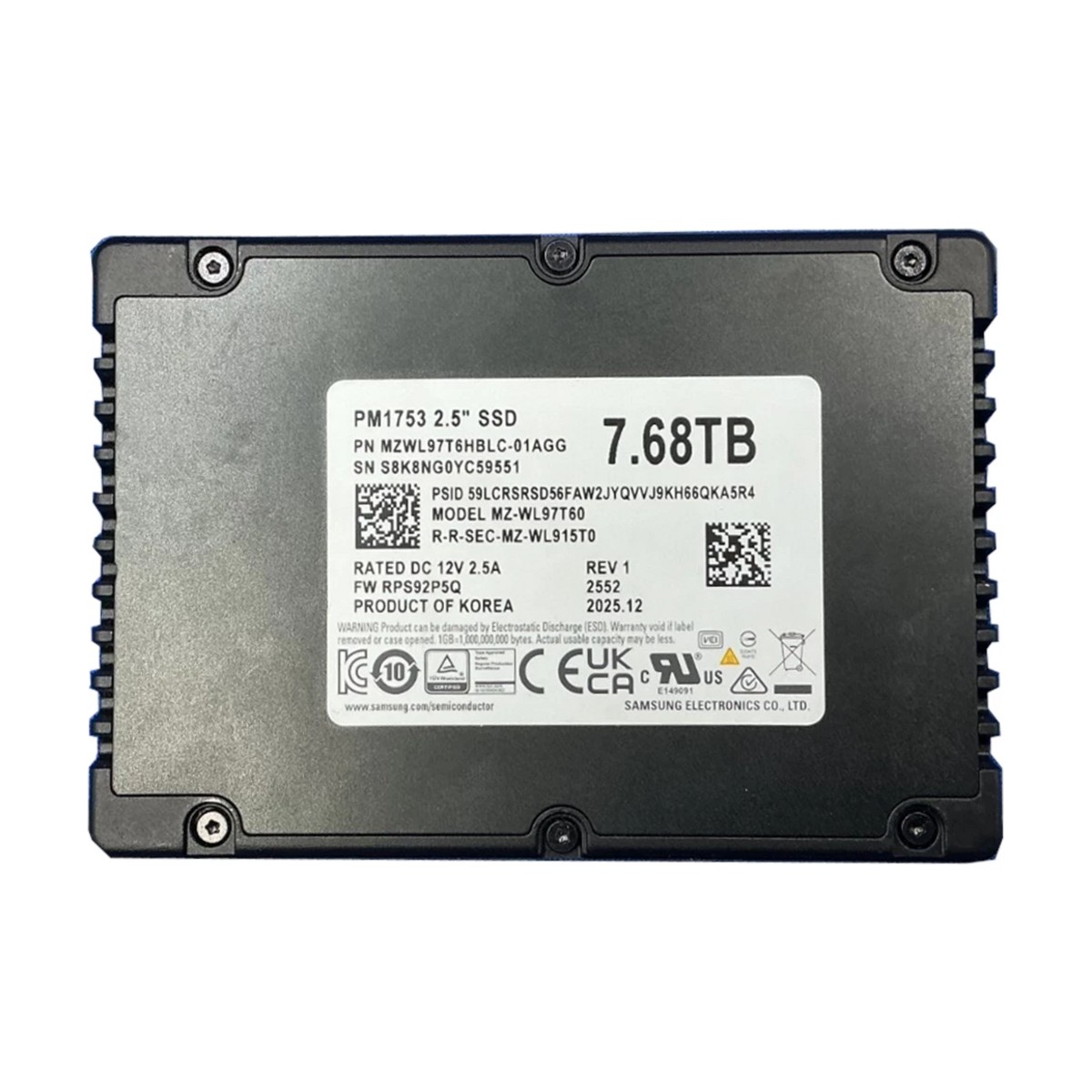 Samsung 7.68TB U.2 SFF 8639 NVMe Enterprise SSD