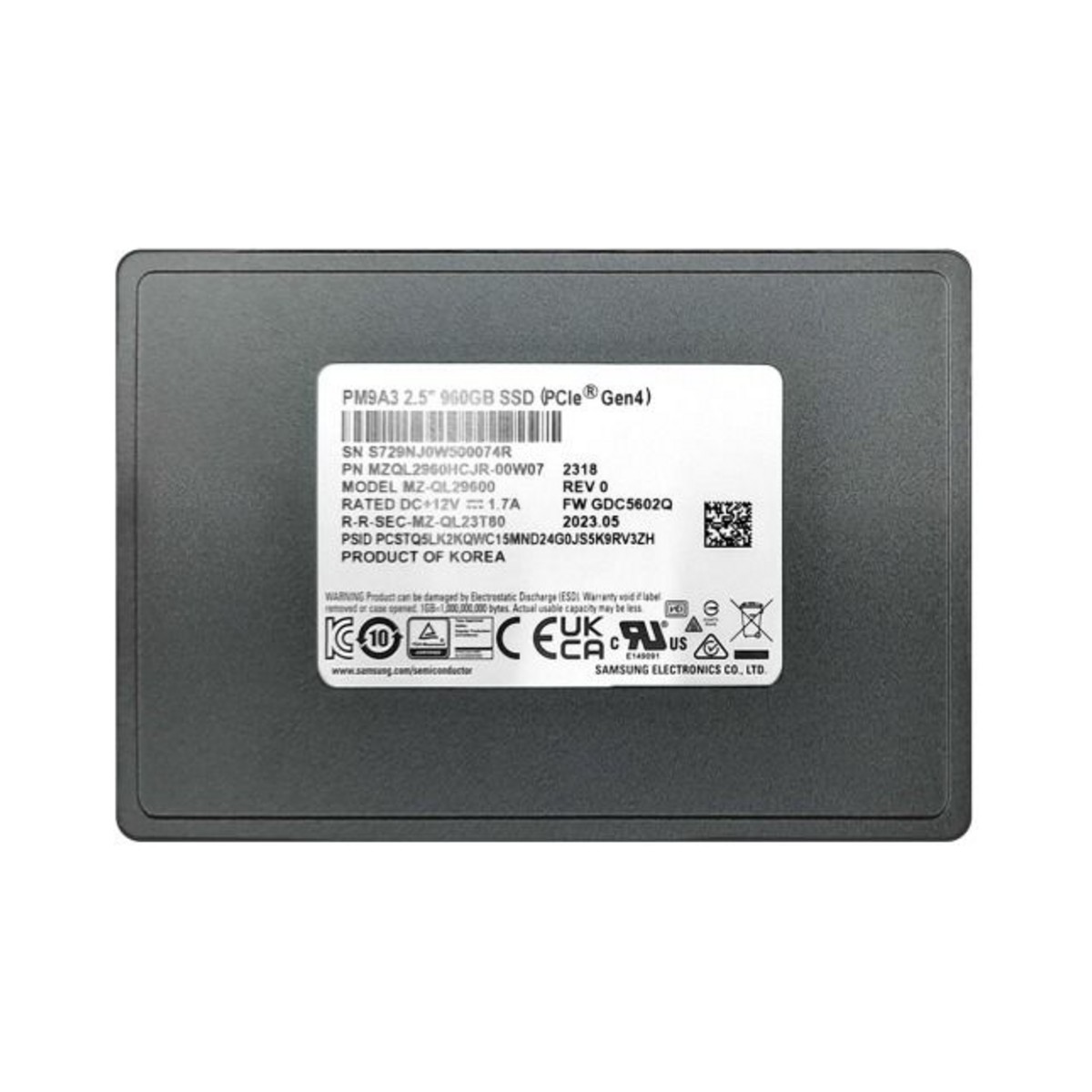 Samsung 960GB U.2 SFF 8639 NVMe Enterprise SSD
